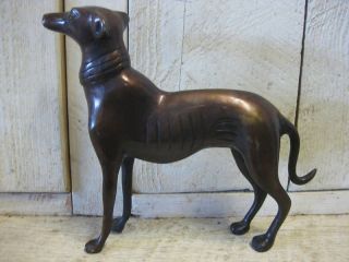 Vintage Bronze Greyhound Whippet Dog Statue Sculpture