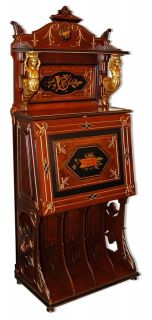 6788 Antique Inlaid Renaissance Music Cabinet wtih Figural Mounts