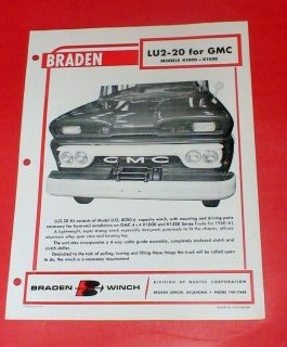 Vintage Authentic Braden Winch LU2 20 Kit Manual For 1960 61 GMC 4x4 