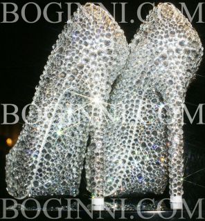   WHITE CRYSTAL DIAMOND 6 HEELS SEXY STILETTO BRIDAL PROM PARTY SHOES