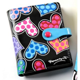 Romero Britto Small Black Wallet, Hearts by Giftcraft
