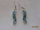New Sterling Silver Dangle Earrings with Blue Mother Of Pearl Shell 