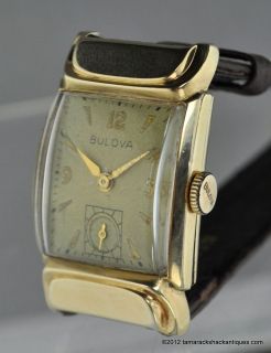 1951 Mens Bulova Wrist Watch Hooded Lug 10K Gold Filled Case Ready to 