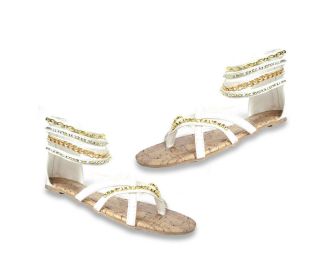 NEW LADIES GISELLE WHITE MULTI STUDIED SANDALS SHOES 5004 ALL SIZES ON 
