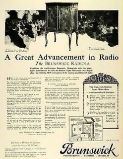 1924 Ad Brunswick Radiola Super Heterodyne Radio Phonograph Record 