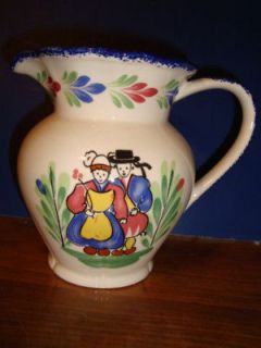 French faience erathenware pitcher jug made by Pornic Brittany, France