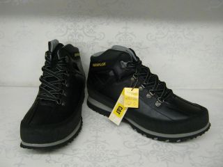 Mens Caterpillar Restore Black Leather Lace Up Boots