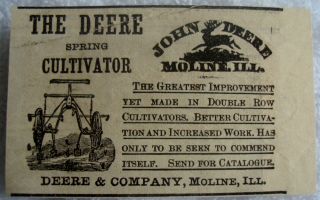 1881 JOHN DEERE SPRING CULTIVATOR MOLINE ILLINOIS CANADA AD FARM