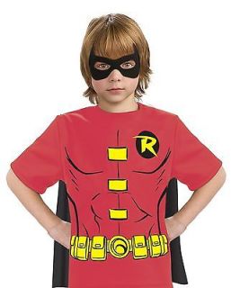 Robin T Shirt Cape Mask Boy Wonder Red Batman Easy Boys Costume Size 