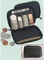Buxton Black Leather COIN SORTER Change Purse Wallet Organizer~RARE 