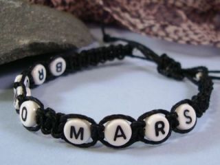BRUNO MARS Black Hemp Bracelet Personalised Letter Beads Handmade