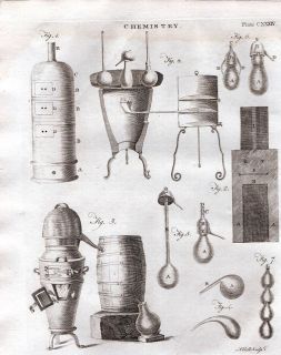 1797 PRINT ~ CHEMISTRY EQUIPMENT APPARATUS SCIENCE ENCYCLOPEDIA 
