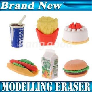 Collectible Fast Food Hamburger Cola Scented Snack Cute Shape Erasers 