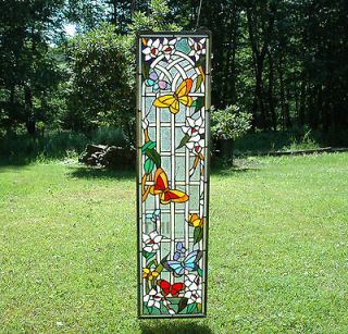   36 Tiffany Style stained glass window panel flower butterfly garden