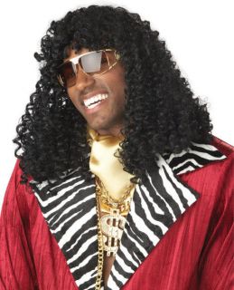 Mens Curly Black Rick James Style Costume Hair Wig