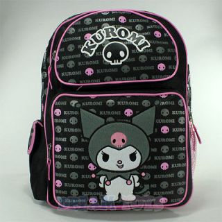 Kuromi Black 16 Large Backpack  Sanrio Cute Bags Skull