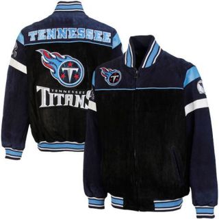 Tennessee Titans Knockout Full Zip Suede Jacket   Black/Navy Blue