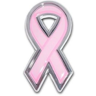 Breast Cancer Awareness Pink Metal Auto Emblem NEW Chrome Car Decal 