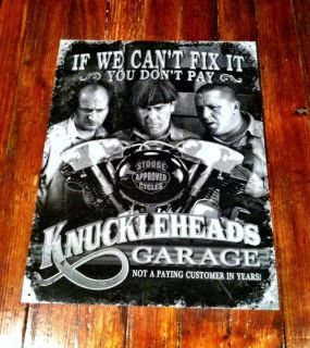 Three Stooges Motor Cycle Tin Metal Sign 1950s Style Knuckleheads 