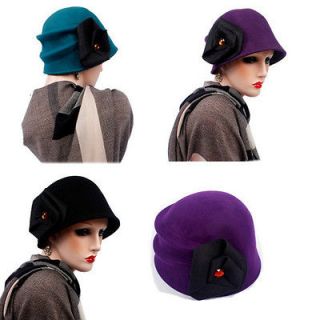 Orange Stone Womens Formal Vintage Church Wool Felt Cloche Fedora Hat