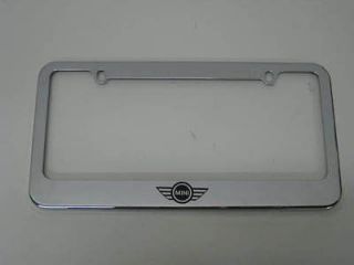 MINI COOPER   chrome metal license plate frame + FREE 2 CAPS (Fits 
