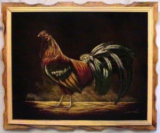 Hand Painted Oil Painting Fighting Rooster Portrait 18 X 22 With 