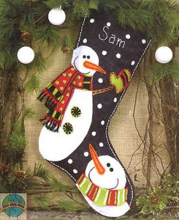 Felt Embroidery Kit ~ Dimensions Happy Snowmen Christmas Stocking #72 