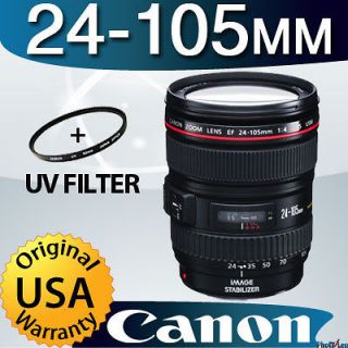 Canon EF 24 105mm f/4L IS USM Autofocus Lens f/ Canon EOS + UV Filter 