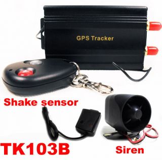   Tracker GPS car tracker TK103B&remote control,siren,shake sensor alarm