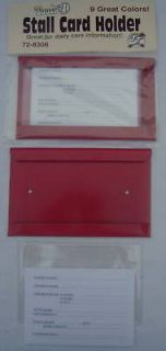 HORSE STALL CARD HOLDER RED NEW STABLE SUPPLY