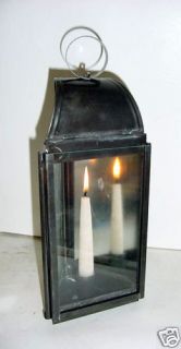 Candle Lantern Tricorn Tin Antique Finish