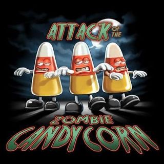 New Attack Of The Zombie Candy Corn Scary Halloween Costume XL Black T 