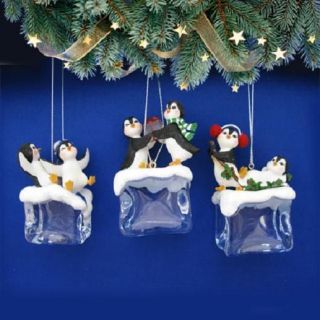 Bradford Editions CHILLIN OUT Crystalline PENGUIN ICE CUBE ORNAMENTS 