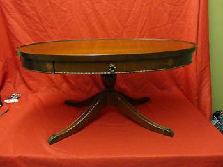 Antique Style Depression Era Duncan Phyfe Oval Coffee Table W/Pedestal 