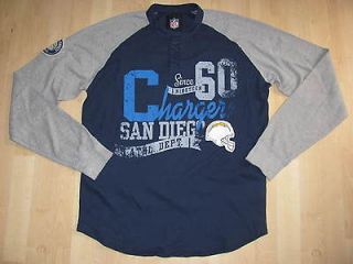 San Diego Chargers Vintage Look Thermal Henley Sweater L New NFL Team 