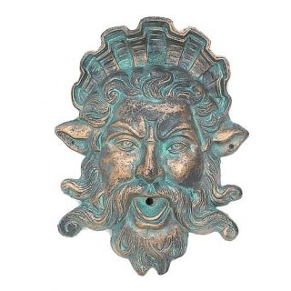 Cast Iron Roman God Neptune Outdoor Wall Hanging Garden Face Plaque 