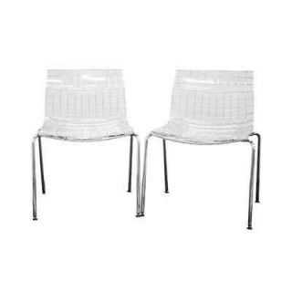 Set of 2 Clear Acrylic Dining Chair Retro Design Chairs Modern Chair 