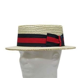CLASSIC BOATER Bleach SKIMMER Straw Hat Mens 7 1/2