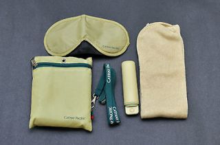 Cathay Pacific Airlines Travel Kit   Beige Bag Lanyard Toothbrush Eye 