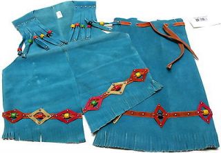 Girls Size Small Turquoise Real Suede Western Vest and Skirt Set Horse 