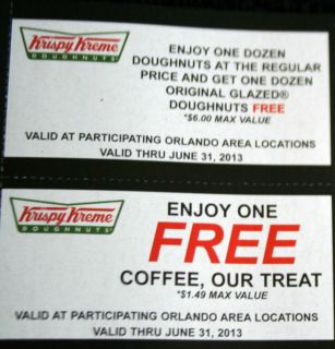 16) KRISPY KREME BOGO Doughnuts Free Coffee Coupons Orlando Disney 