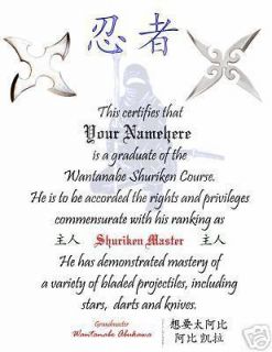 Ninja star (Shuriken) master certificate