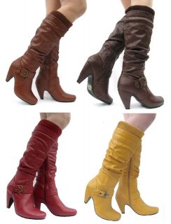 Women Casual Dress SLOUCH Mid Heel BOOTS Shoes ALL Sz