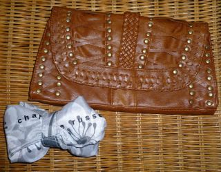 Charlotte Russe CR Tan Studded Camel Tan Clutch Purse Handbag Bag NWT 