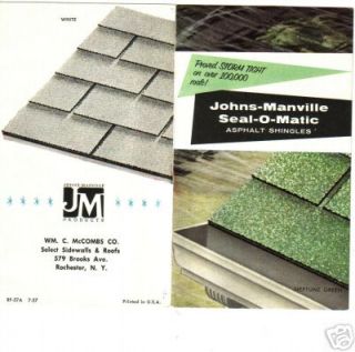 1957 ad brochure  Johns Manville Asphalt shingles