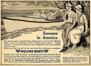 1915 Ad Charles River Model Canoes W H Mullins Boats   ORIGINAL 