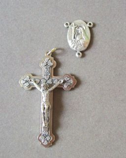 Rosary CENTER & CRUCIFIX Set ~ Saint St. RITA Heart Cross for Rosaries