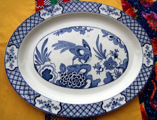 Wood & Sons Yuan 12 Bird Platter Blue & White $80 Elsewhere NICE