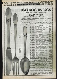 1939 AD 1847 Rogers Bros Silverware Flatware Marquise Sylvia Pattern