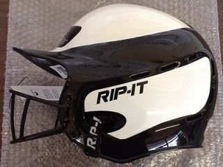 Rip It Vision Softball Helmet Black & White w/ Face Guard S/M 6 1/4 6 